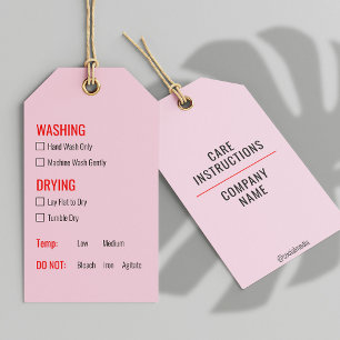 Märkre för rosa Clothing Tvättande Care Instructio Presentetikett