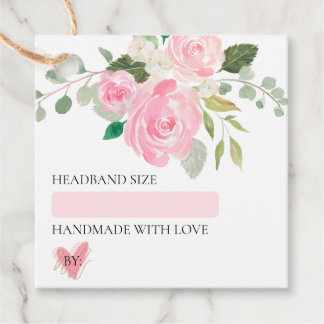 märkre för  rosa, grön babyduschhuvudband gåvor etiketter