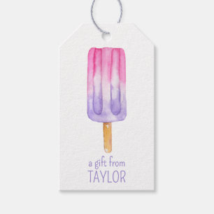 Märkre för Rosa och Lila av vattenfärgen Popsicle Presentetikett