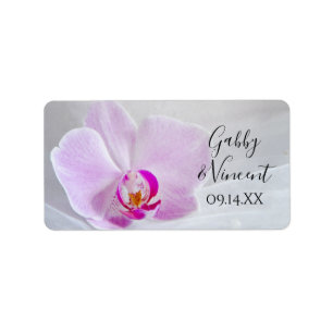 Märkre för rosa Orchid och Veil Wedding Favor Adressetikett