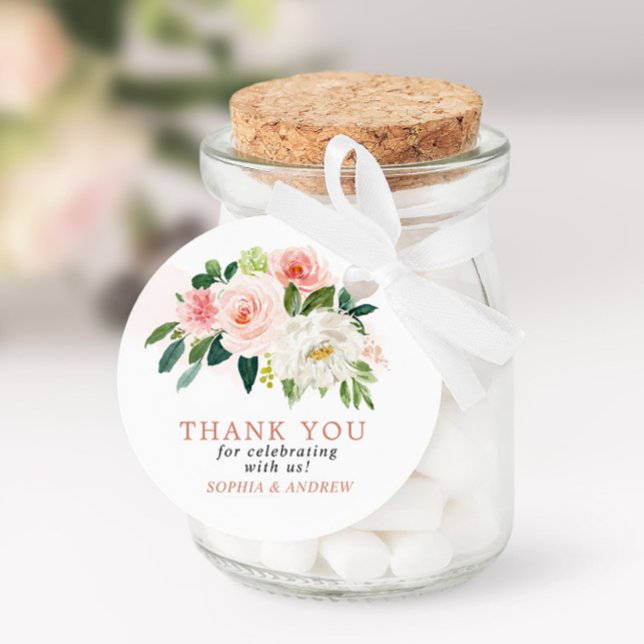 Märkre för  Rosa ros Blommigt-bröllop Gåvor Etiketter (Skapare uppladdad)