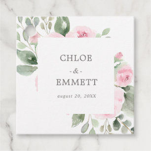 Märkre för Rosa ros Blommigt Eucalyptus Wedding Fa Gåvor Etiketter
