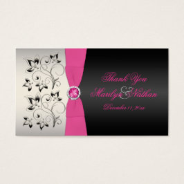 Märkre för rosa-, svartvitt- och Silver-bröllop-fa Visitkort