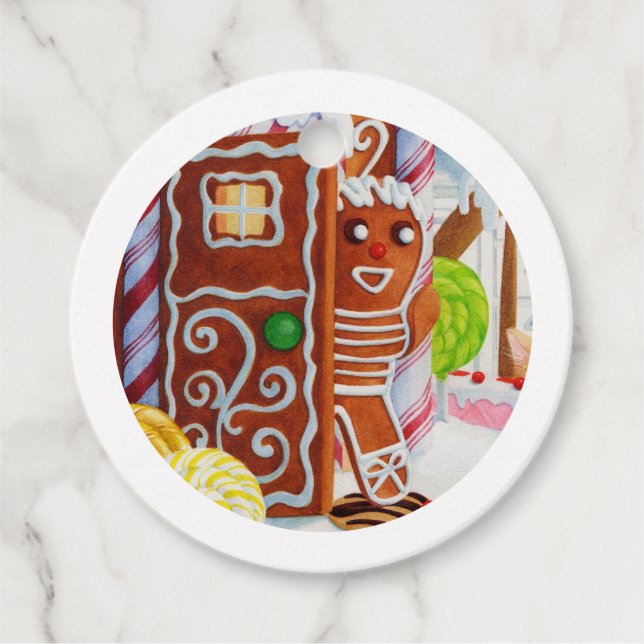 Märkre för rundad pepparkaksgubbe gåvor etiketter (Framsida)