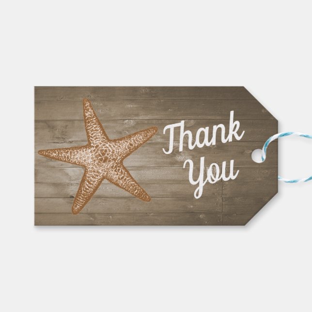 Märkre för Rustic Beach Gift Presentetikett (Framsidan (Horisontell))