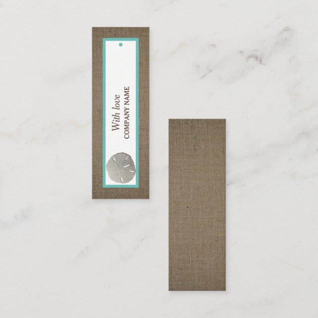Märkre för Sand Dollar & Burlap Gift Mini Visitkort (Fram/baksida)