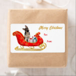 Märkre för Shepherd jul Sleigh Gift Fraktsedel<br><div class="desc">På dessa söt Helgdag- och presentmärken sitter en tysk Shepherd-Hund i ett dekorativt glatt av söt och guld. Förutom hund är paket bundet med färgstarka bögar. Skripttexten i guld vid högerna säger "GOD JUL" och anpassningsbarna är röd. Perfekt till din julklapp paket! Det finns mer GSD bilder, förutom andra raser,...</div>