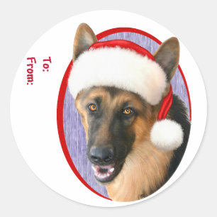 Märkre för Shepherd jultomten Hat Gift Runt Klistermärke