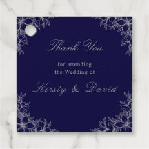 Märkre för silver Ornate Blommigt Wedding Favor