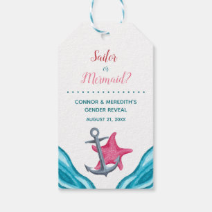 Märkre för sjöjungfru/Sailor Nautical Gender Revea Presentetikett