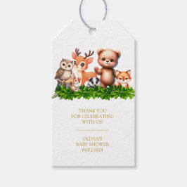 Märkre för skogsdjur Baby Shower-Tack Presentetikett