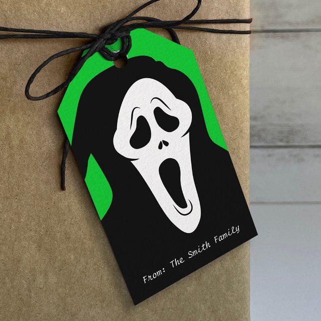 Märkre för Skräm Ghost Ansikte Halloween Gift Presentetikett (Skapare uppladdad)