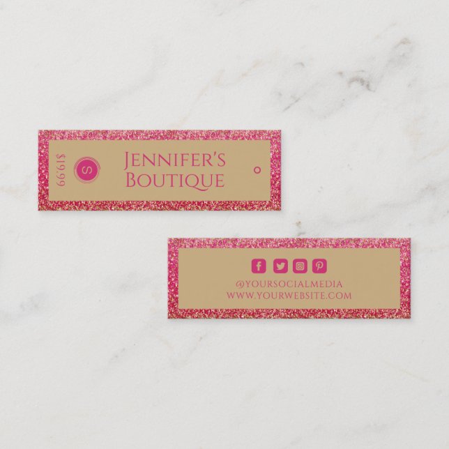 Märkre för småföretag Rosa Guld Glitter (Fram/baksida)