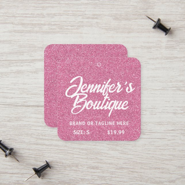 Märkre för småföretag Rosa White Glitter (Fram/Back In Situ)