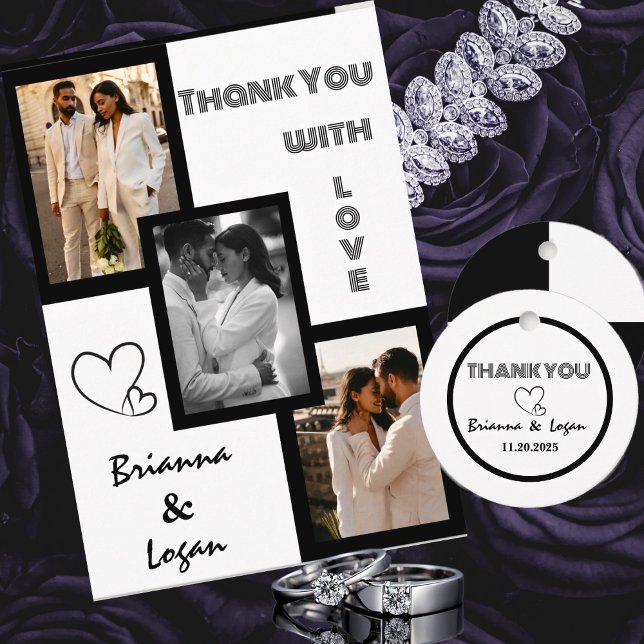 Märkre för snyggt, svartvit bröllop gåvor etiketter (Skapare uppladdad)