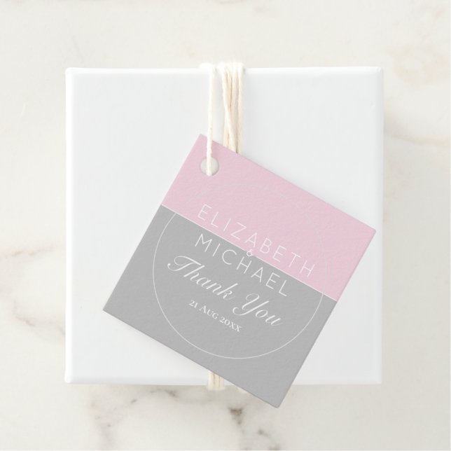 Märkre för sockerRosa Grått Tack-bröllopsförmån Gåvor Etiketter (På plats)
