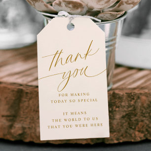 Märkre för Soft Romantic Guld och Cream Wedding Fa Presentetikett