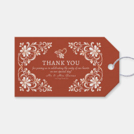 Märkre för solnedgång i Rust Shabby chic Tack Bröl Presentetikett