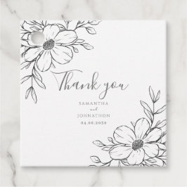 Märkre för svartvit Blommigt, Teckning-bröllopsför Gåvor Etiketter