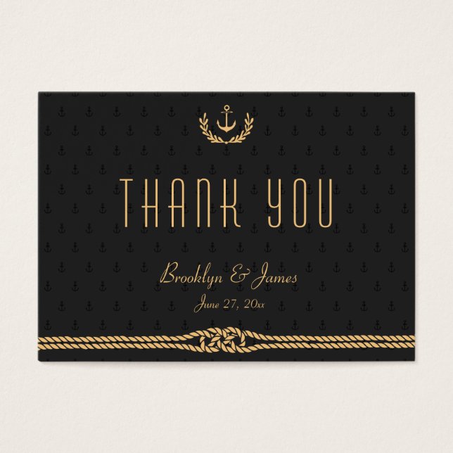 Märkre för svartvit och Guld-sjöbröllop Visitkort (Framsidan)