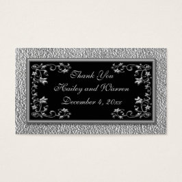 Märkre för svartvit och pewter-bröllop visitkort