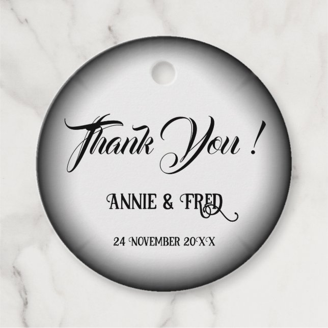 Märkre för svartvita, moderna, legansbröllop gåvor etiketter (Framsida)