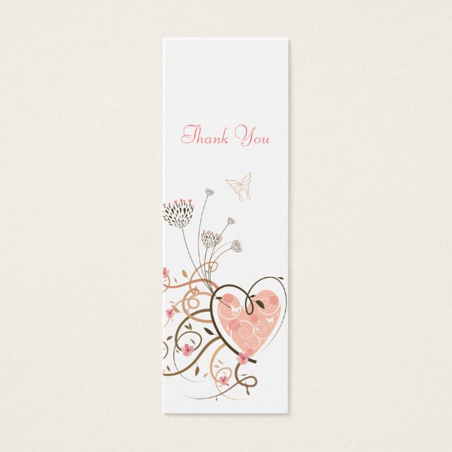 Märkre för Sweet Heart & Butterfly Swirls bröllops Litet Visitkort (Framsidan)