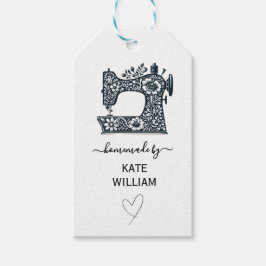 märkre för syning av maskin kläder på blommigt presentetikett