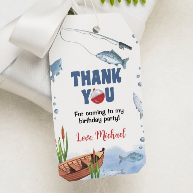 Märkre för Tack av fiskets Födelsedagsfest Presentetikett (Skapare uppladdad)