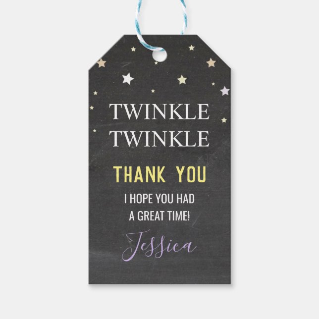 Märkre för Tack av födelsedagsfest, dubbelblinka Presentetikett (Framsidan)