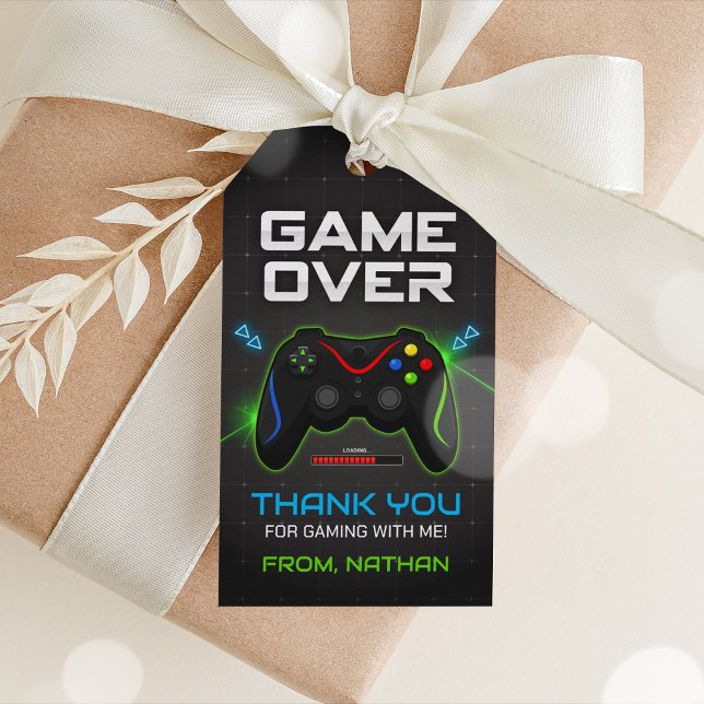 Märkre för Tack av videospel Presentetikett (Video Game Thank You Gift Tags)