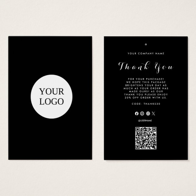 Märkre  för tack Business Logotyp QR-kodetikett Visitkort (Framsida & baksida)