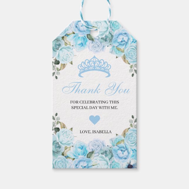 Märkre för Tack för Himlar Blue Blommigt Presentetikett (Framsidan)