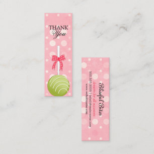 Märkre för tack för rosa- och grönttårtapop mini visitkort