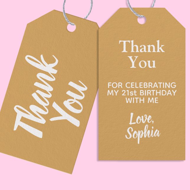 Märkre för Tack för Vita Guldet i elegant Presentetikett (Elegant Gold and White Thank You Party Favor Gift Cards - Gratitude in every detail 🌟🙏)