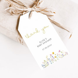 Märkre för Tack Gift för Wildblomsterbabyskor Presentetikett