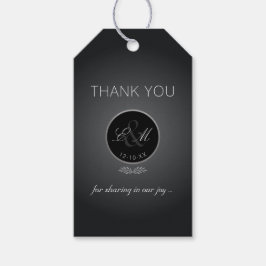 Märkre för Tack Gift med Rosa ros Silver Glow Mono Presentetikett