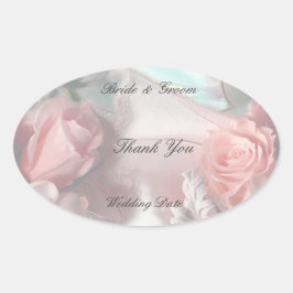 Märkre för Tack Wedding Favor Ovalt Klistermärke