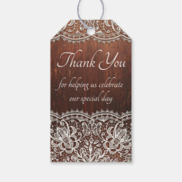 Märkre för träkorn och Snöre Rustic Bröllop Gift Presentetikett