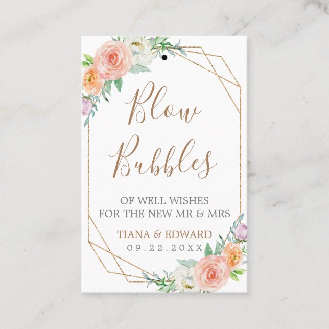 Märkre för Trollspö av bubbelfärgade vattenblommor Visitkort (Framsida)