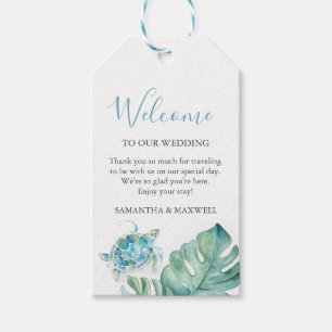 Märkre för Tropical Bröllop Welcome Guest Gift Presentetikett