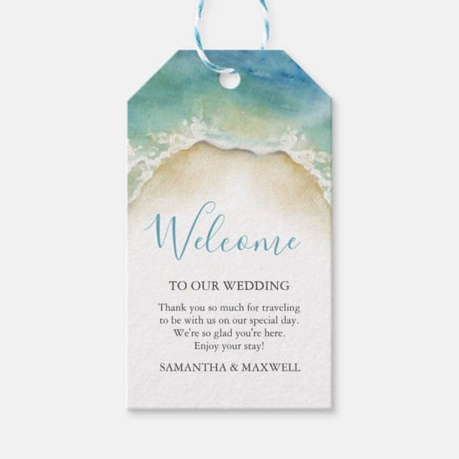 Märkre för Tropical Sea Turtle Welcome Watercolor  Presentetikett (Framsidan)