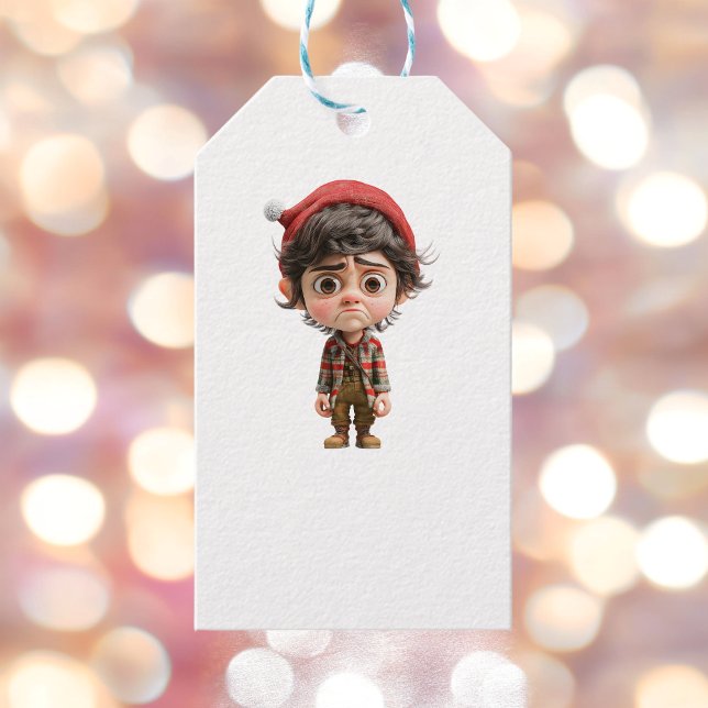 Märkre för Tuffarna juldagen Elf White Gift Presentetikett (Skapare uppladdad)