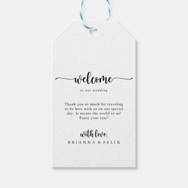 Märkre för välkomstgåva från Bröllop av minimalist Presentetikett (Framsidan)