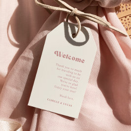 Märkre för välkomstgåva från Retro Dusty Ro Bröllo Presentetikett