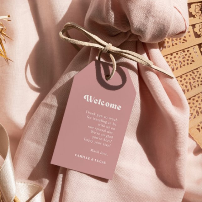 Märkre för välkomstgåva från Retro Dusty Ro Bröllo Presentetikett (Skapare uppladdad)