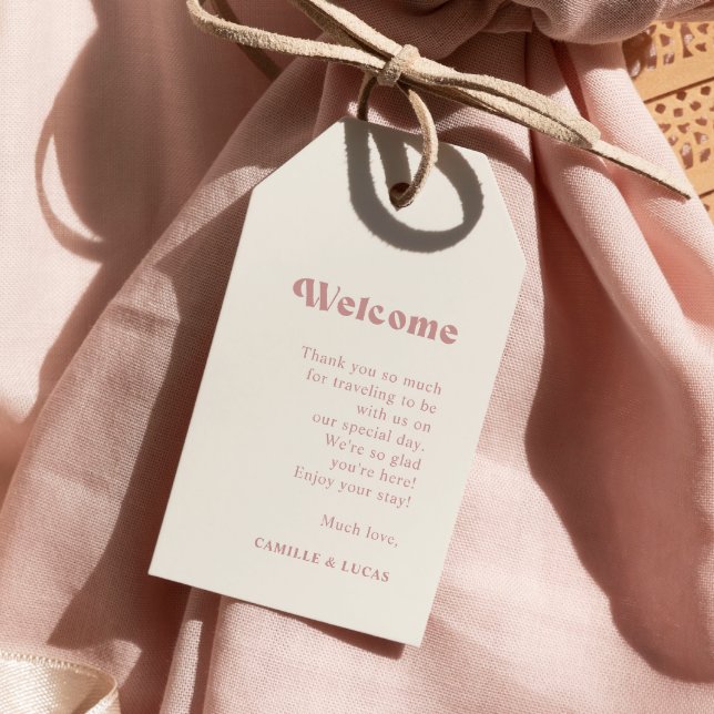 Märkre för välkomstgåva från Retro Dusty Ro Bröllo Presentetikett (Skapare uppladdad)