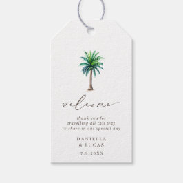 Märkre för välkomstgåva från Tropical Handflatan T Presentetikett