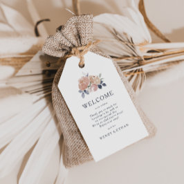 Märkre för välkomstgåva till Rustic Blommigt Bröll Presentetikett