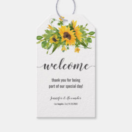 Märkre för välkomstpresenter för solblommor presentetikett